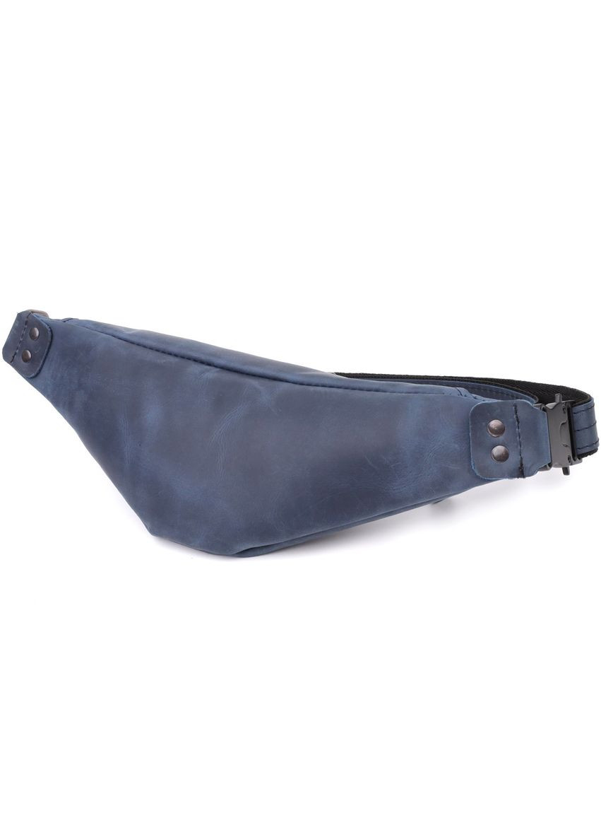 Мужская бананка винтажная кожаная синяя 29×11×4,5 см 23132 Shvigel (362417750)