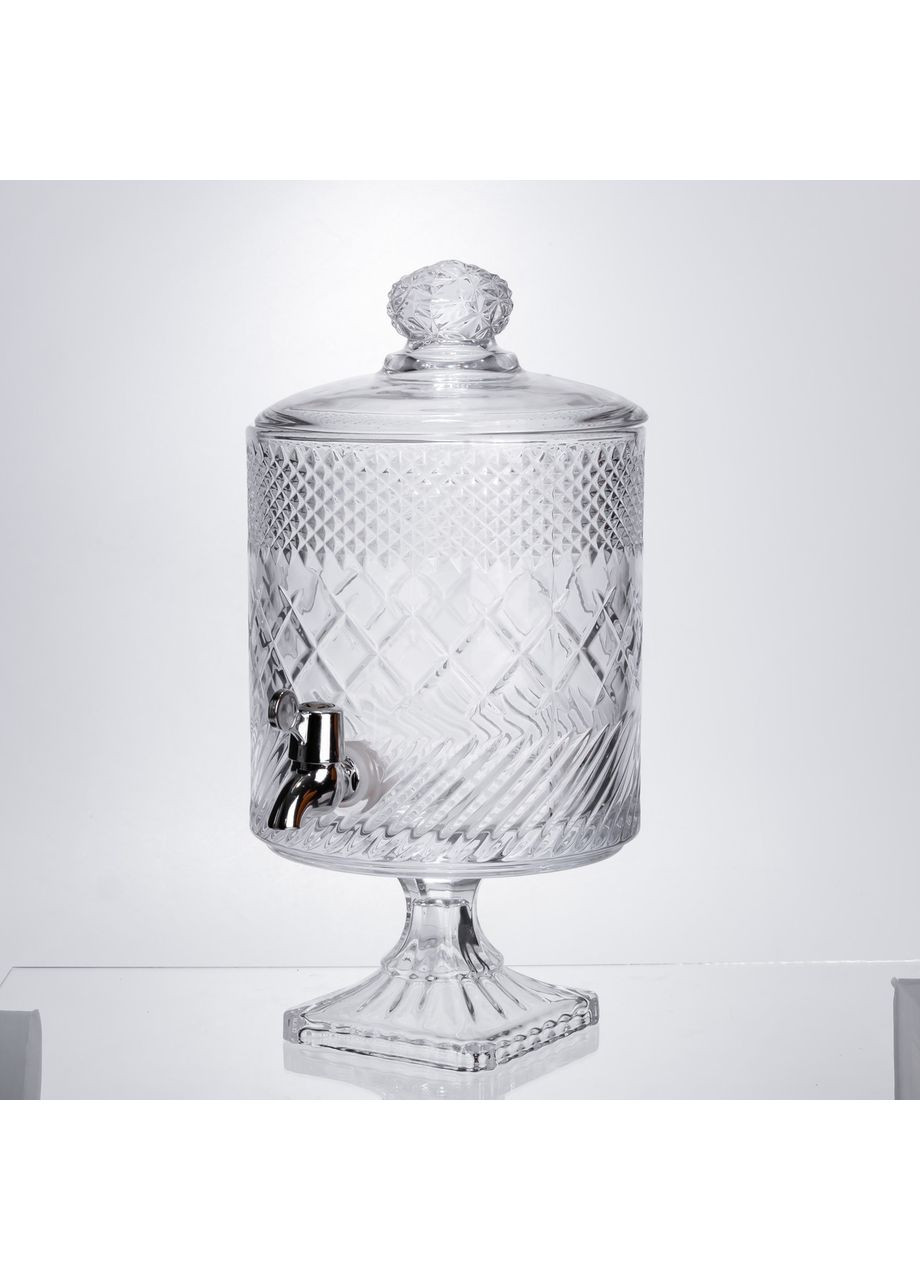 Лимонадниця скляна 4.5 л з краном для напоїв на свята та повсякденне використання сервірувальна ємність Yiwu (370432704)