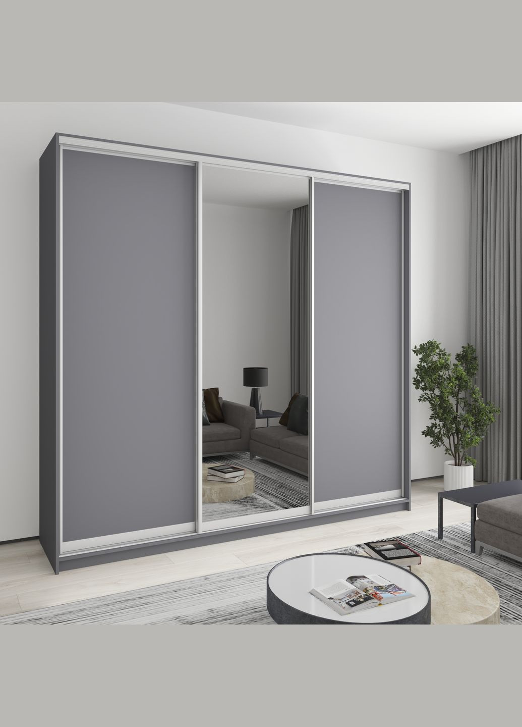 Шафа-купе тридверна Комбо AL 2ДСП/Дзеркало 250x45x240 см (MBS-2113) MebelStar (346289150)