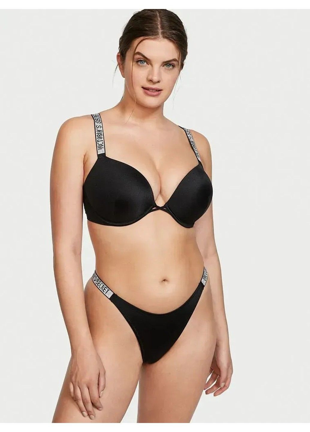 Черный купальник bombshell 2 cup push-up & brazilian bottom раздельный Victoria's Secret