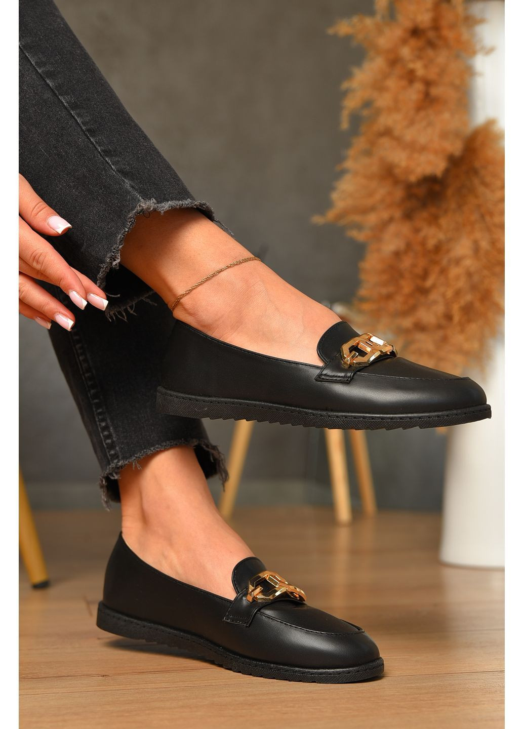 Let's Shop Туфлі-лофери жіночі чорного кольору лофери чорний з штучна шкіра, україна — демісезон (361946679)