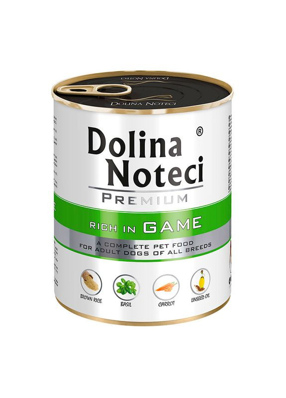 Консервированный корм с дичью для собак всех пород Premium with Game Adult Dogs - 800 г Dolina Noteci (327070586)