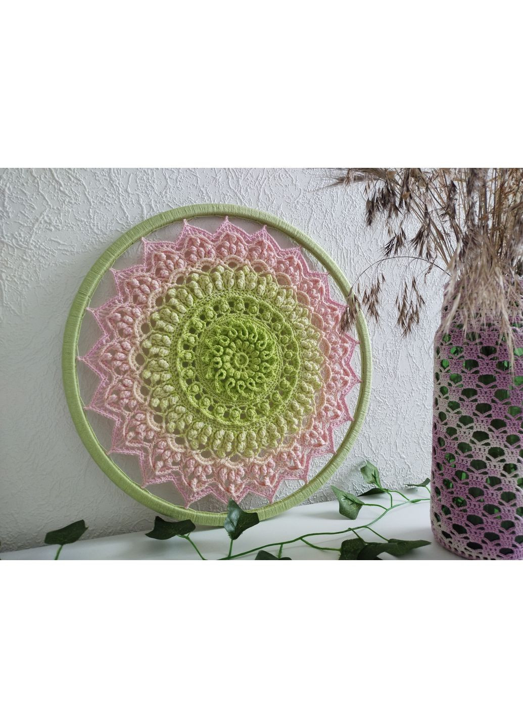Мандала «Весенний сад» – панно ручной работы в технике объемного вязания. Стильный Эко-Декор Dream Studio (363057535)