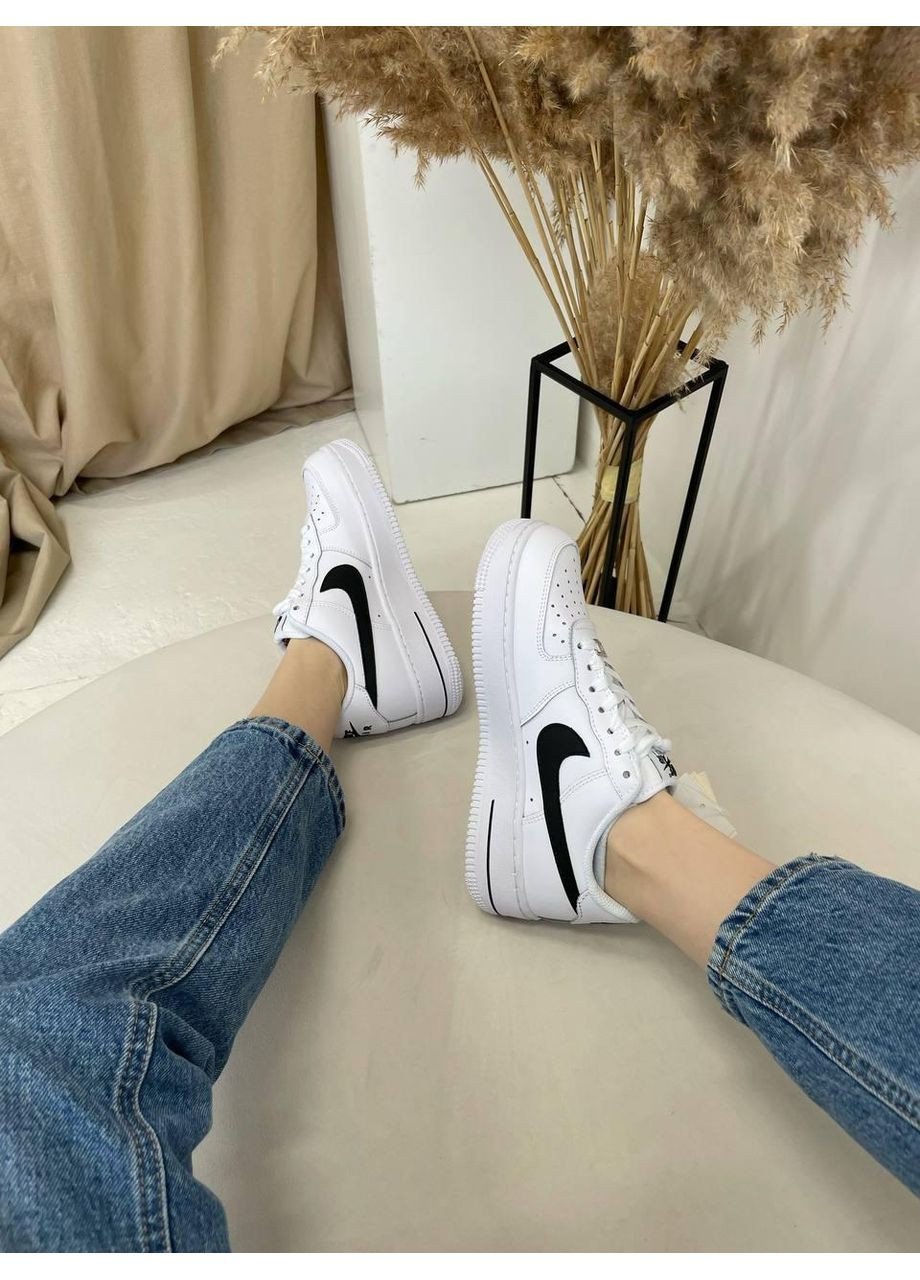 Чорні Осінні кросівки чоловічі nike air force 1 white black 4 найк аір форс 1 преміум No Brand