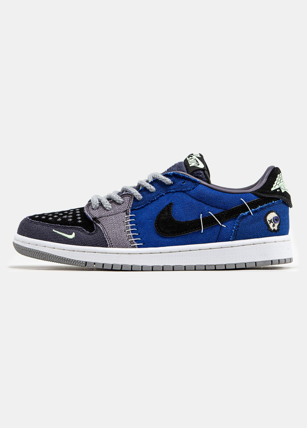 Синие демисезонные кроссовки мужские и женские nike air jordan 1 low voodoo alternate blue black | найк аир джордан 1 низкие синие черные No Brand