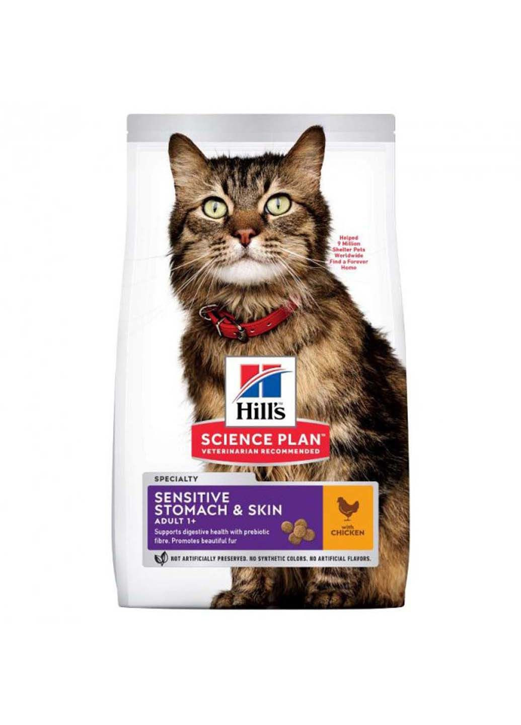 Корм Science Plan Feline Adult Sensitive Stomach & Skin сухой для кошек с чувствительным пищеварением 1.5 кг HILLS (286473072)