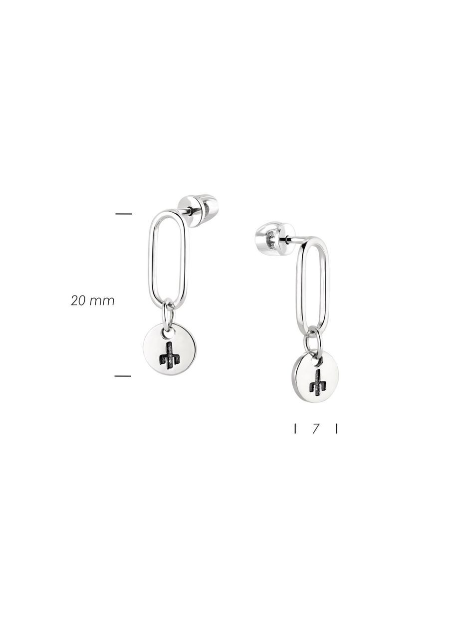 Сережки-пусети срібні з підвісками Тайнопис 925 Skifska Etnika (364202863)