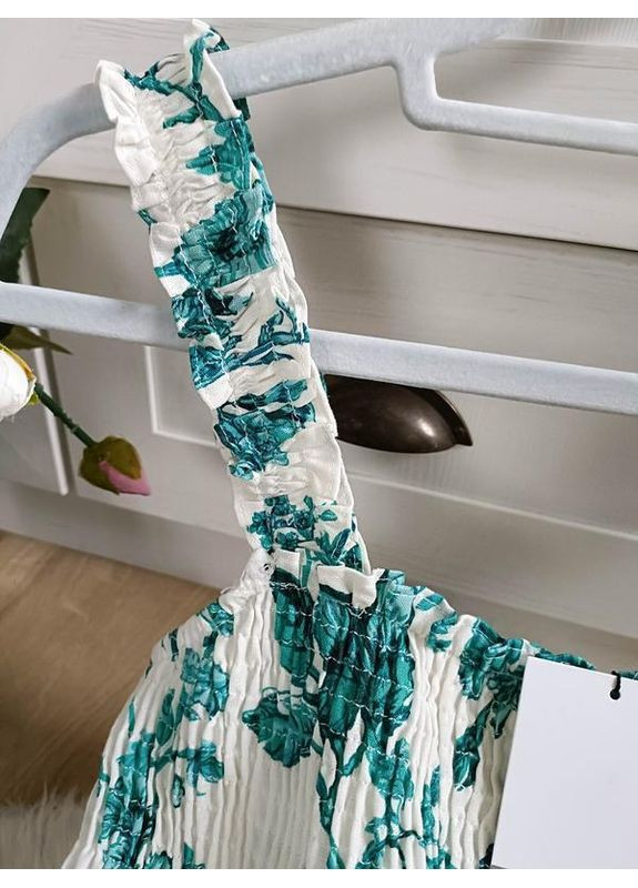 Белое медное льняное платье в цветочный принт Zara