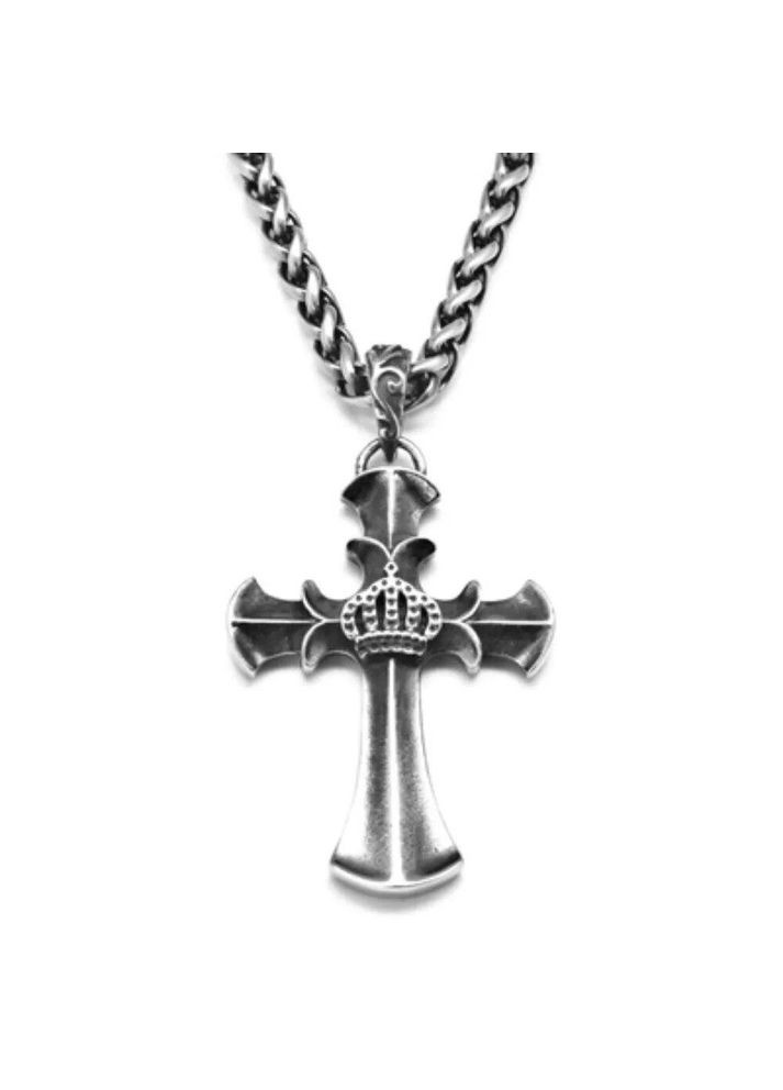 Ланцюжок з кулоном у вигляді давнього середньовічного сталевого хреста Королівської родини Геральдична корона Liresmina Jewelry (285111019)