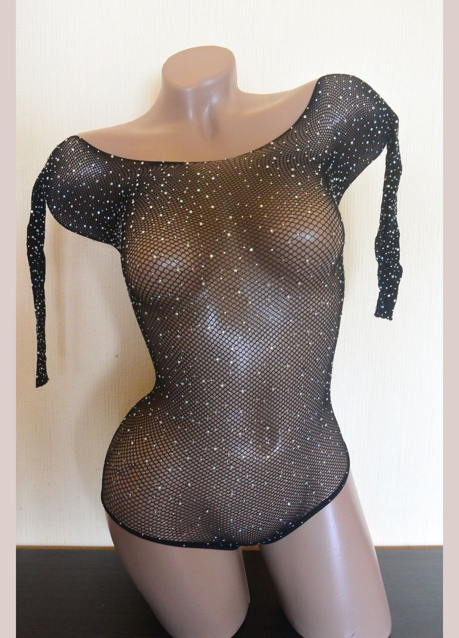 Чорний демісезонний комплект зі стразами боді колготи sexy onesize (1-113 5-3) No Brand