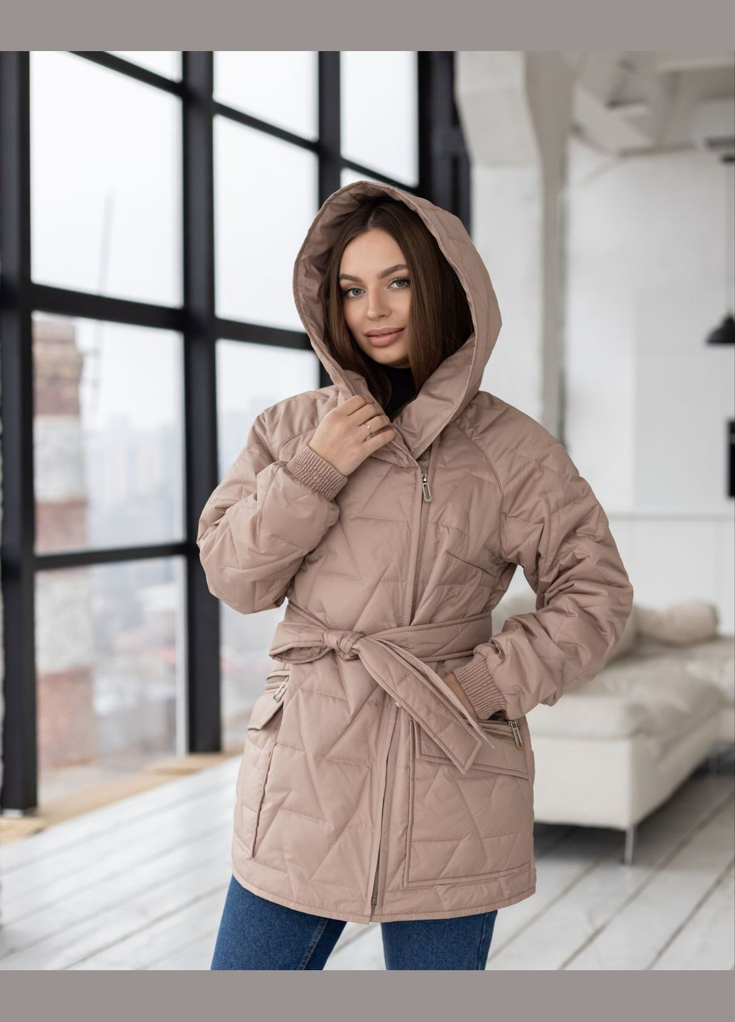 Темно-бежева демісезонна демісезонна куртка Geran