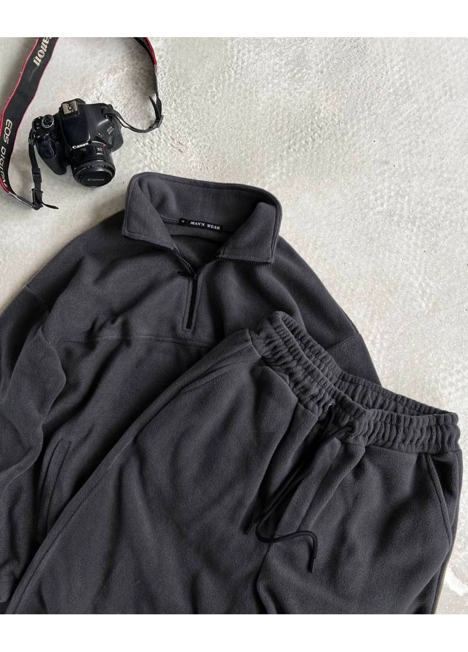 Черный костюм теплый турецкая ткань молния полар,двусторонний флис,штаны и кофта Україна