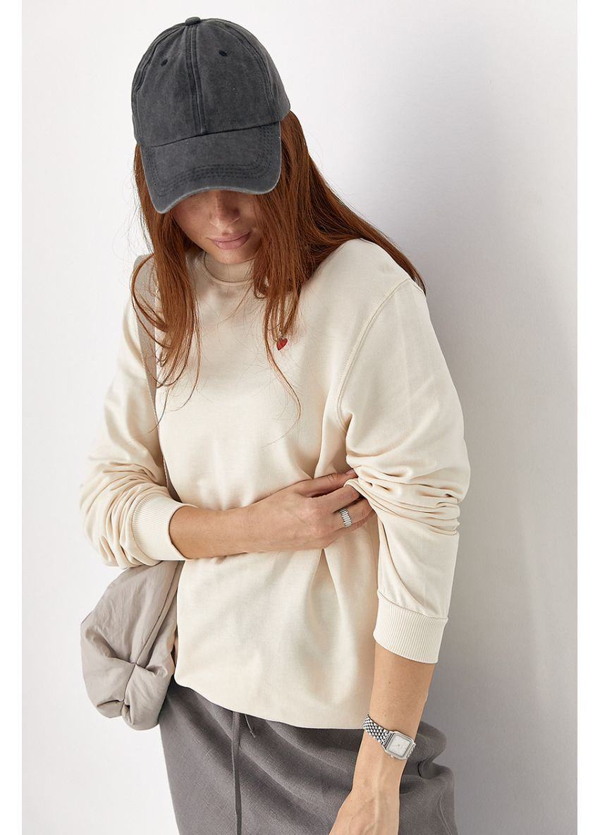 Кремовый однотонный свитшот с сердечком Lurex (370393736)