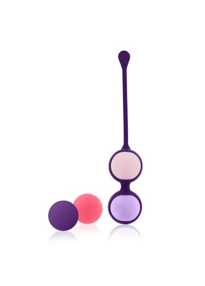 Набір вагінальних кульок : Pussy Playballs Coral, маса 15, 25, 35, 55г, моноліт, косметичка RIANNE S (382981685)