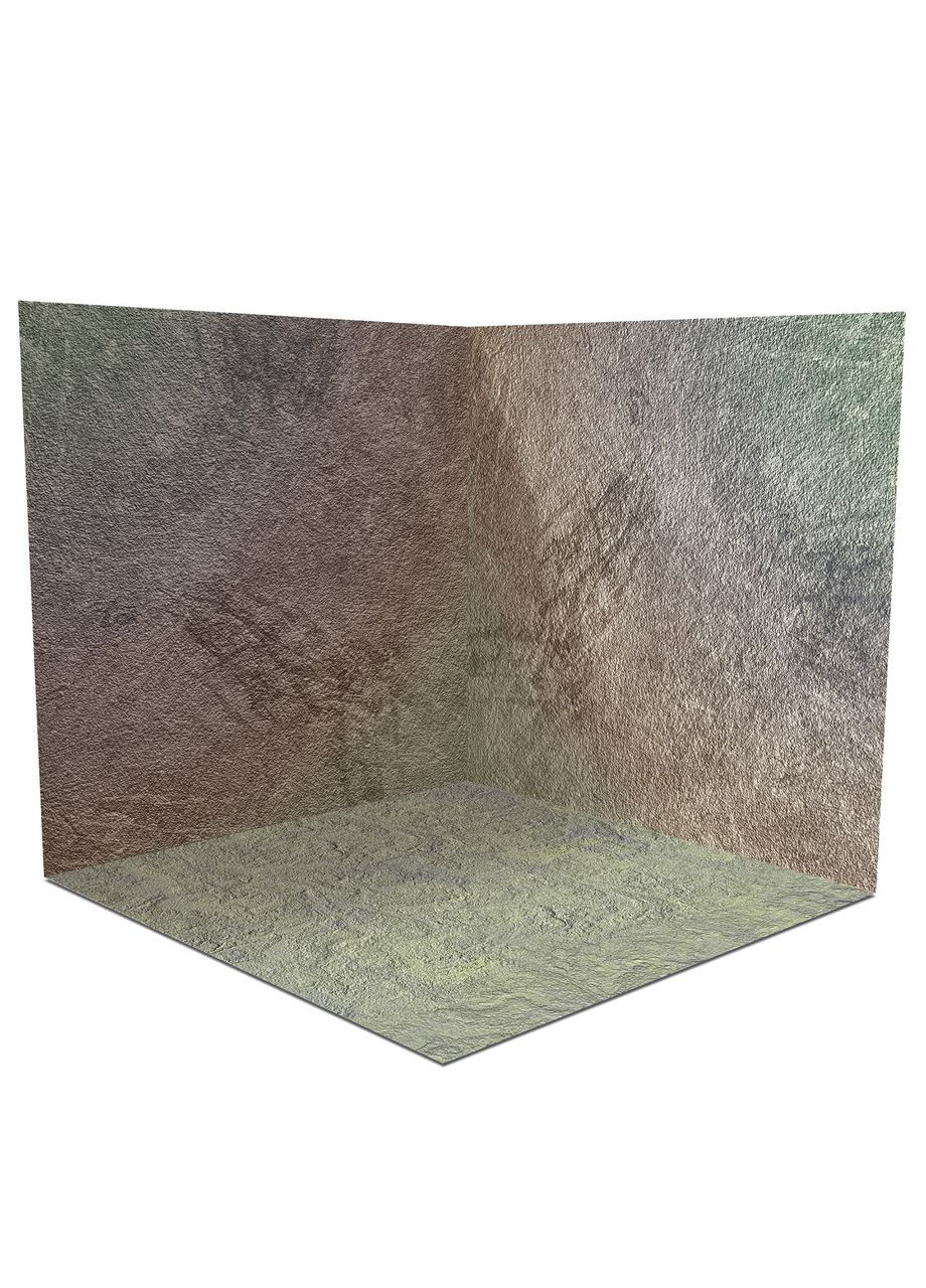 Вініловий фон 3D кутовий, зелено-сіра текстурна стіна, деревʼяні рейки і мохова штукатурка, 80×80 см, №58083 PhotoVinyl (354371315)