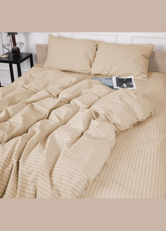Півтораспальний комплект Постільної Білизни Страйп Сатин Sweet Vanila 150х220 Vital-Textile SP1.5-3 (330830766)
