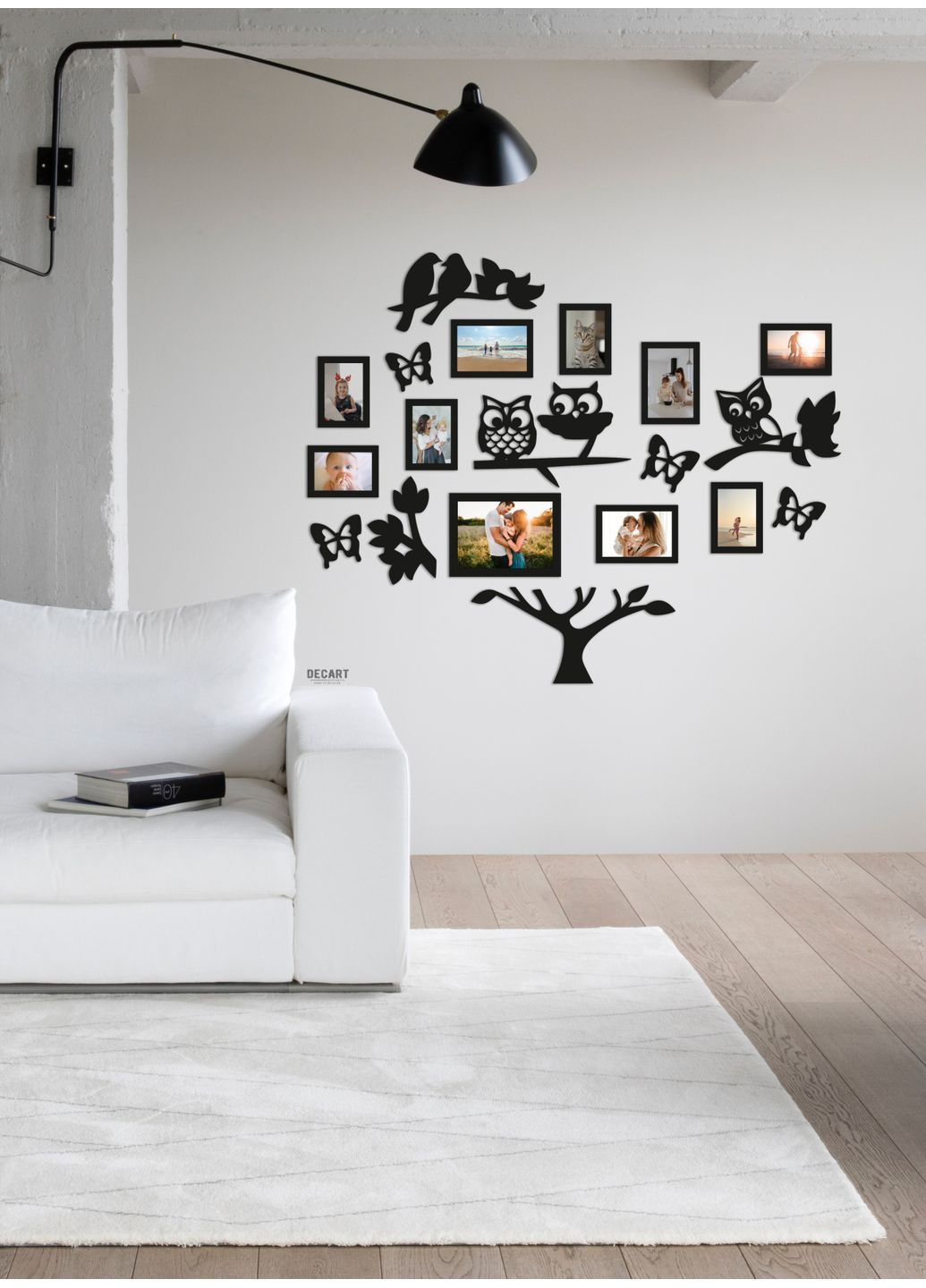 Семейное дерево «С лесными зверями» 111х90 см (рамки - 9x13 см - 6 шт; 10х15 - 3 шт; 15х21 - 1 шт) Decart (360611610)