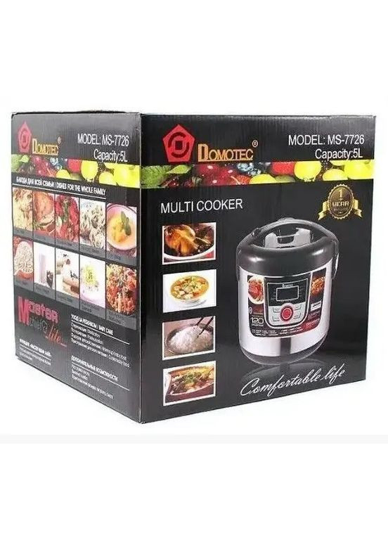 Мультиварка с электронным управлением 5л 12 программ с таймером 1500Вт LED дисплей MS-7726 Черный Domotec (323000733)