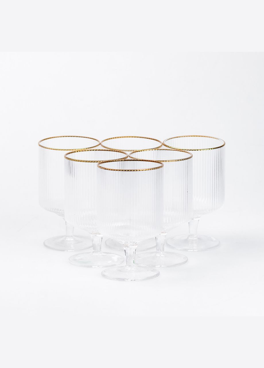Келихи із золотою облямівкою на низькій ніжці 6 штук TS Kitchen HP83 (317511718)