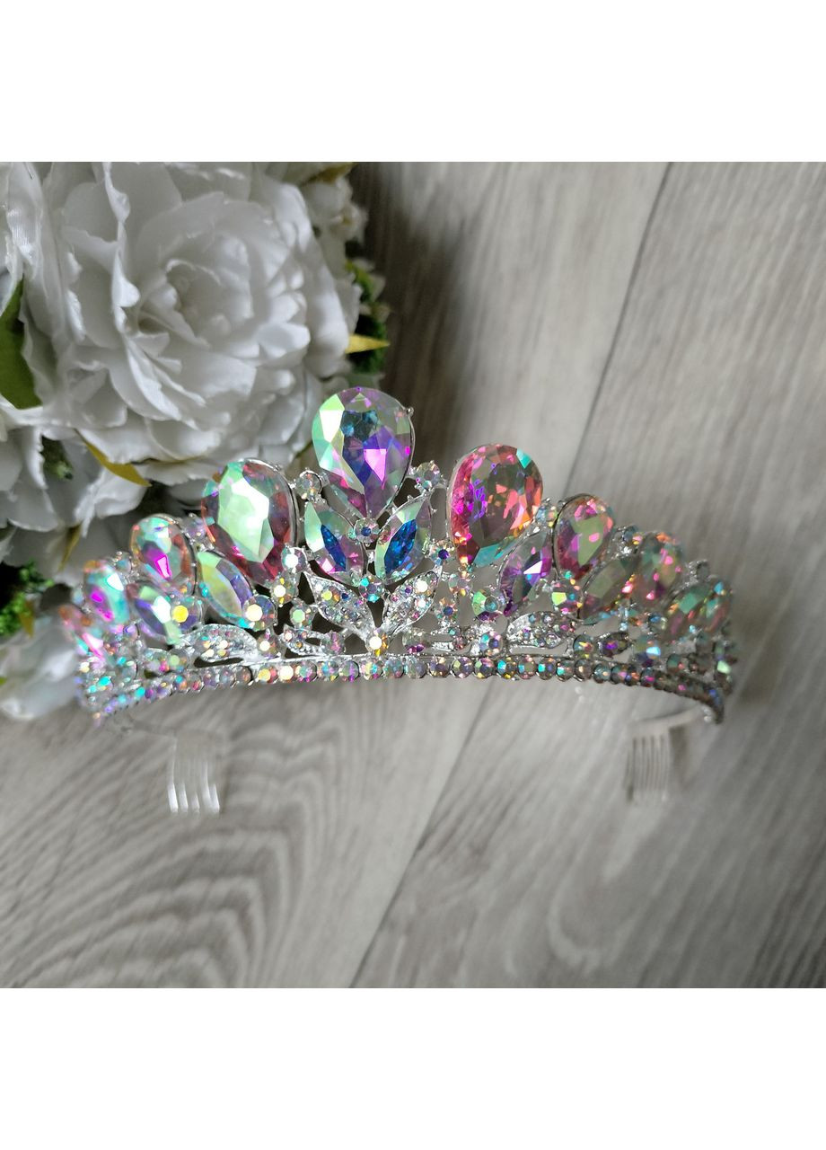 Діадема, тіара для весільної, вечірньої зачіски 4 см, зелена No Brand (369162298)