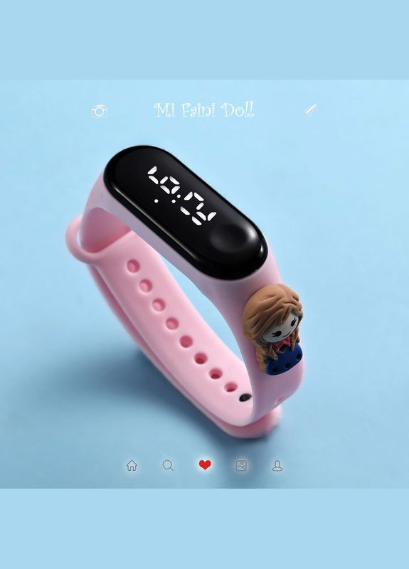 Детские сенсорные электронные часы с 3Д браслетом водонепроницаемые с куклойпринцессой Белль Светло-розовый PRC (262890188)