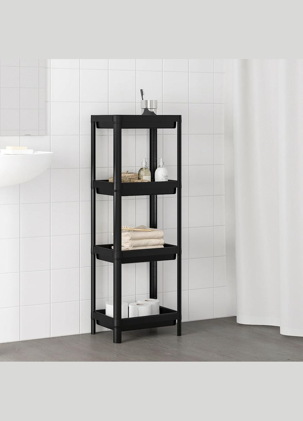 Стелаж ІКЕА VESKEN 37х23х101 см чорний (30450807) IKEA (267898492)