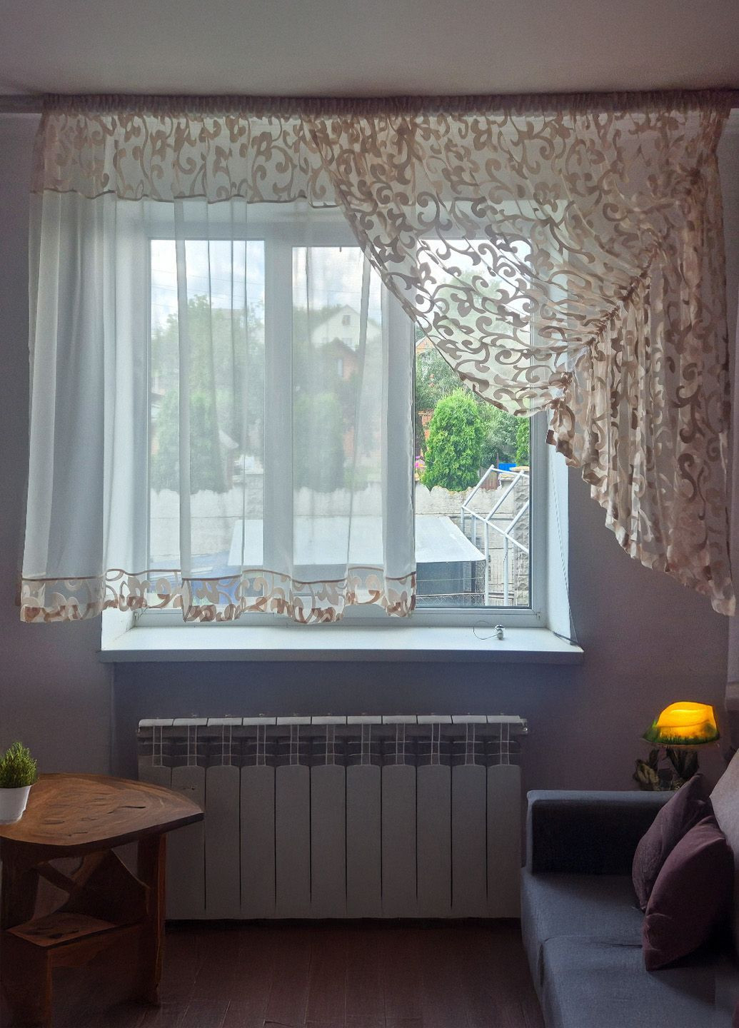 Комплект тюль до подоконника Завитки карниз 200см бежевый (77к) Firanka Venzel (364502901)