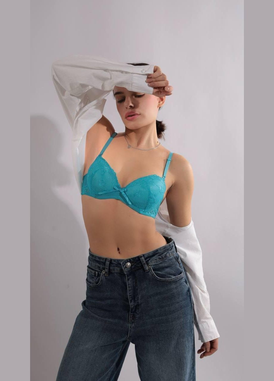 Блакитний бюстгальтер жіночий блакитного кольору No Brand бавовна, поліамід, еластан