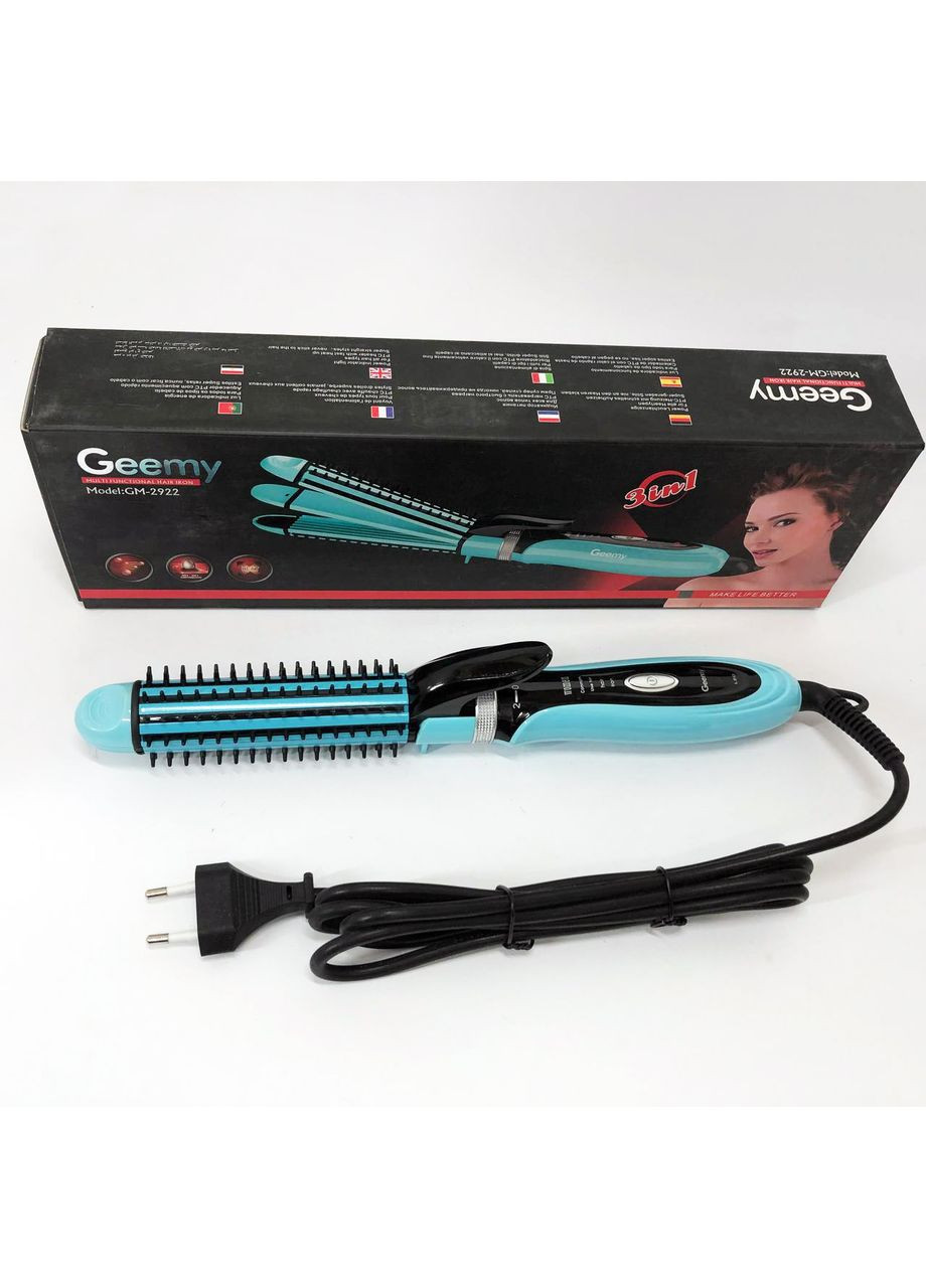 Плойка-праска 3в1 GM-2922 Плойка для створення об'ємних зачісок, Стайлер для завивки. Колір: блакитний Gemei (365812798)
