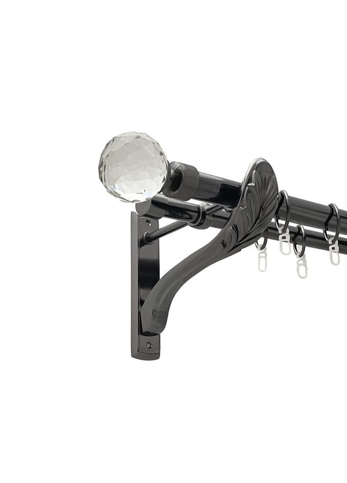 Карниз Люміера металевий дворядний ретро гладка труба Онікс 25\19 мм 200 см (00-00021508) ORVIT (300688555)