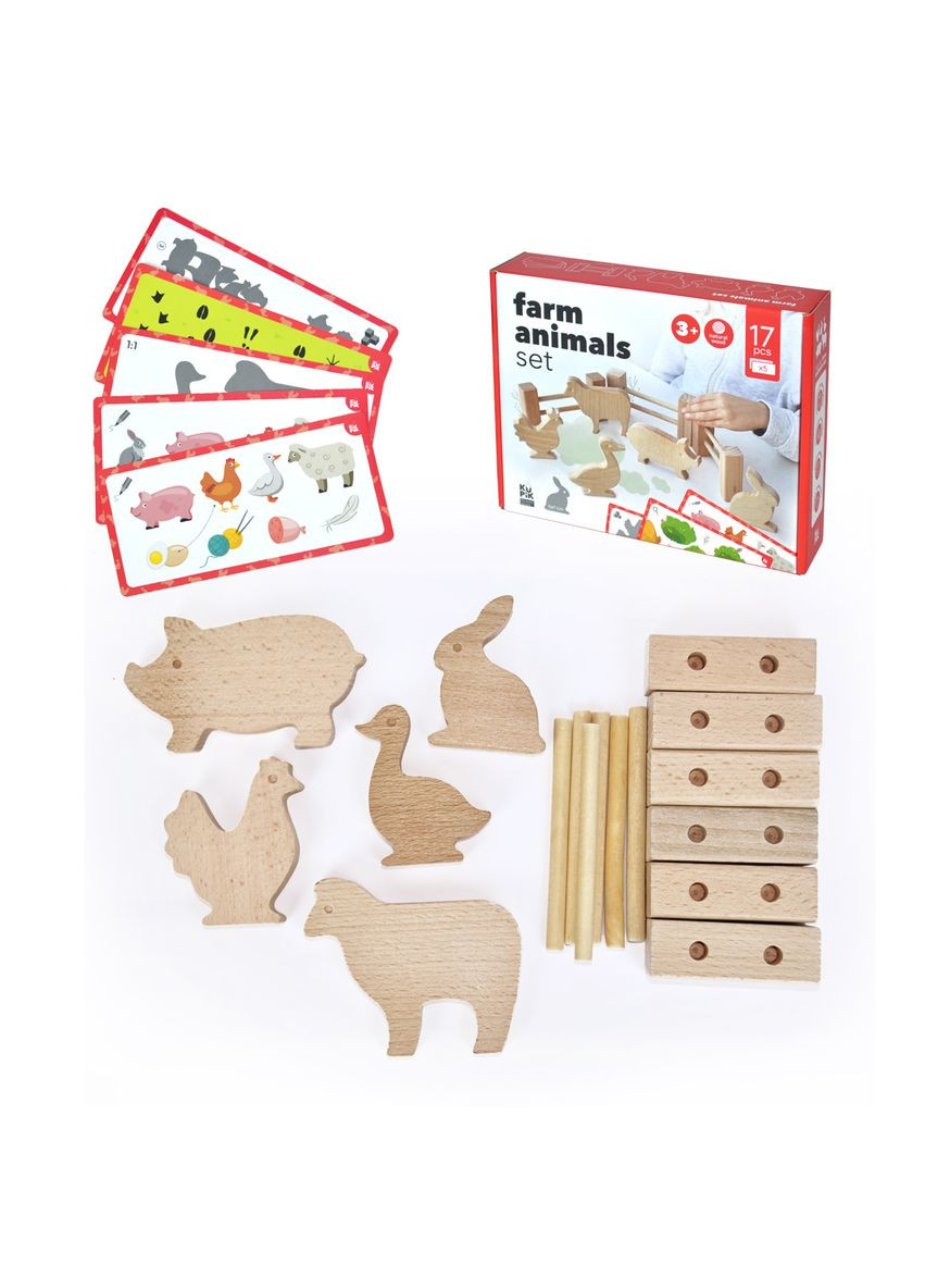 Деревянный игровой набор "Фигурки животных" 900521, 17 деталей Igroteco (339783780)