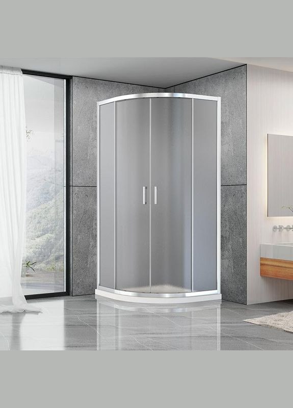 Душова кабіна A-511 80x80x190 см, двері розсувні, скло шиншила Dusel (328596693)