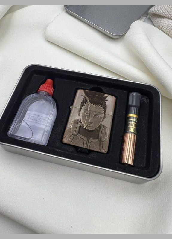 Набор бензиновая зажигалка + мунштук + бензин + металлическая коробка с лазерной гравировкой Konik (338379416)