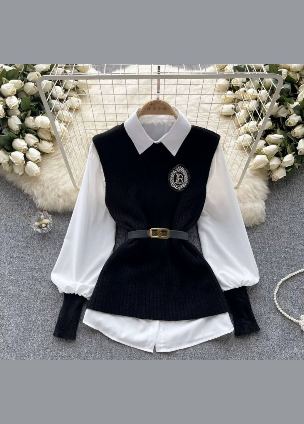 Черная классическая, повседневный, кэжуал, джинсовая, вечерний рубашка однотонная No Brand с длинным рукавом