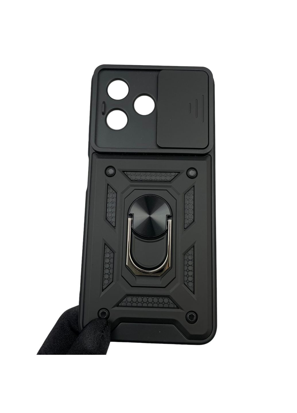 Чохол для Note 50 броньований з кільцем-тримачем зі шторкою на реалмі нот 50 чорний rg1 Realme (366019727)