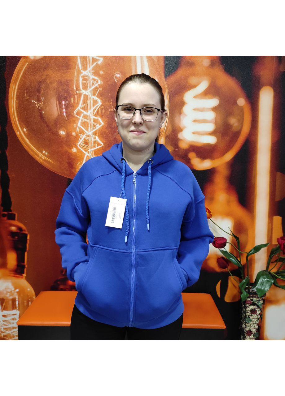 Толстовка женская теплая на флисе молния карманы М синяя AKSAN (354332011)