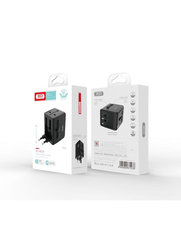 Сетевой адаптер (переходник) WL01 UK, EU, US black XO (322706418)