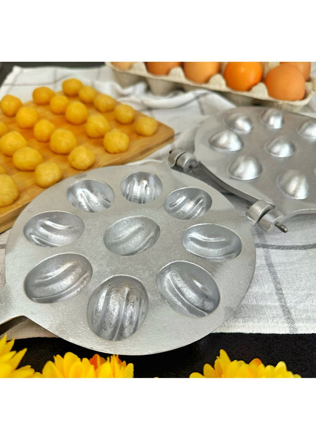 Форма для выпечки крупных орешков с начинкой на плите орешница на 9 половинок крупных орешков Ласунка (301876153)