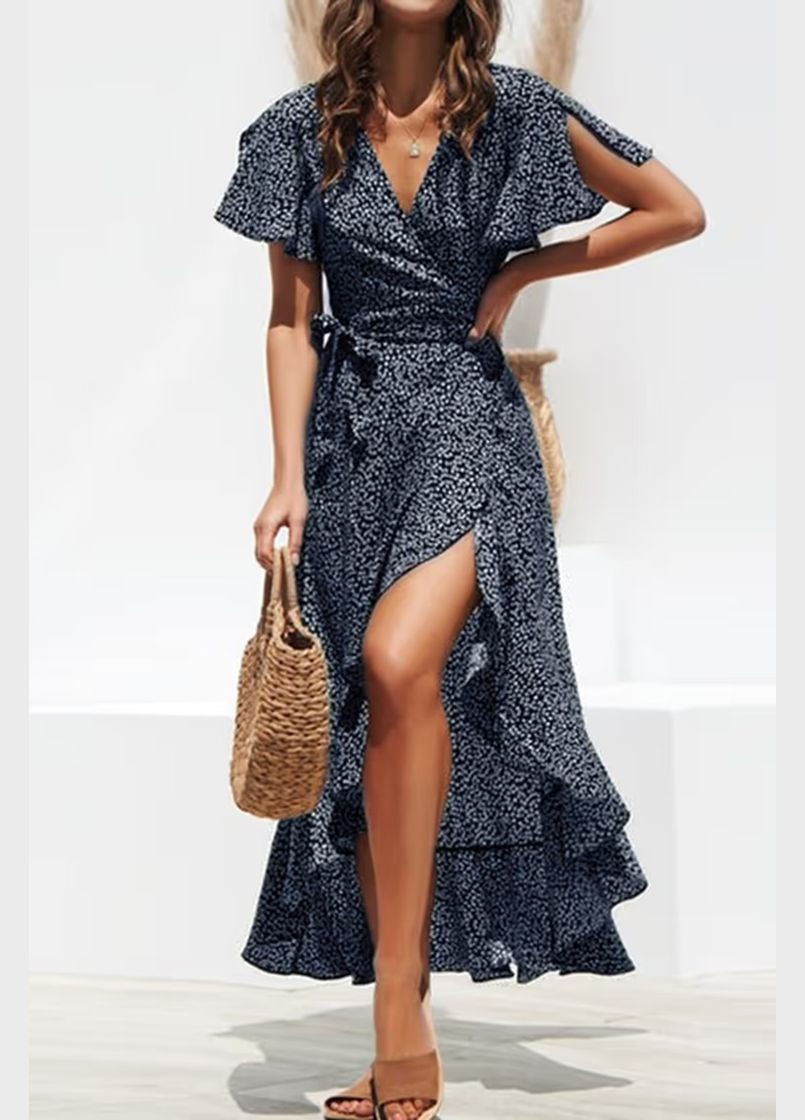 Темно-синя повсякденний плаття, сукня CUPSHE в горошок