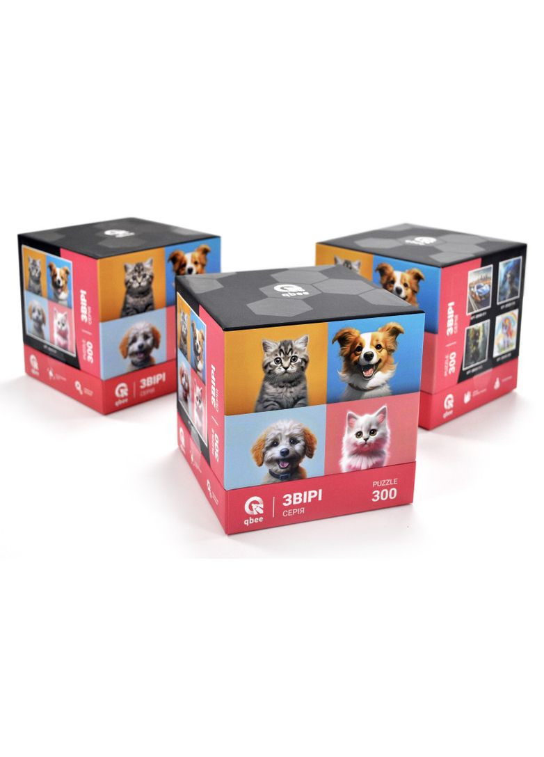 Пазлы 300 элм. Звери серия "Пара собачек и котят" в кор, р.13.5*13.5*13.5см г. пазлов 40*40 с No Brand (362435823)