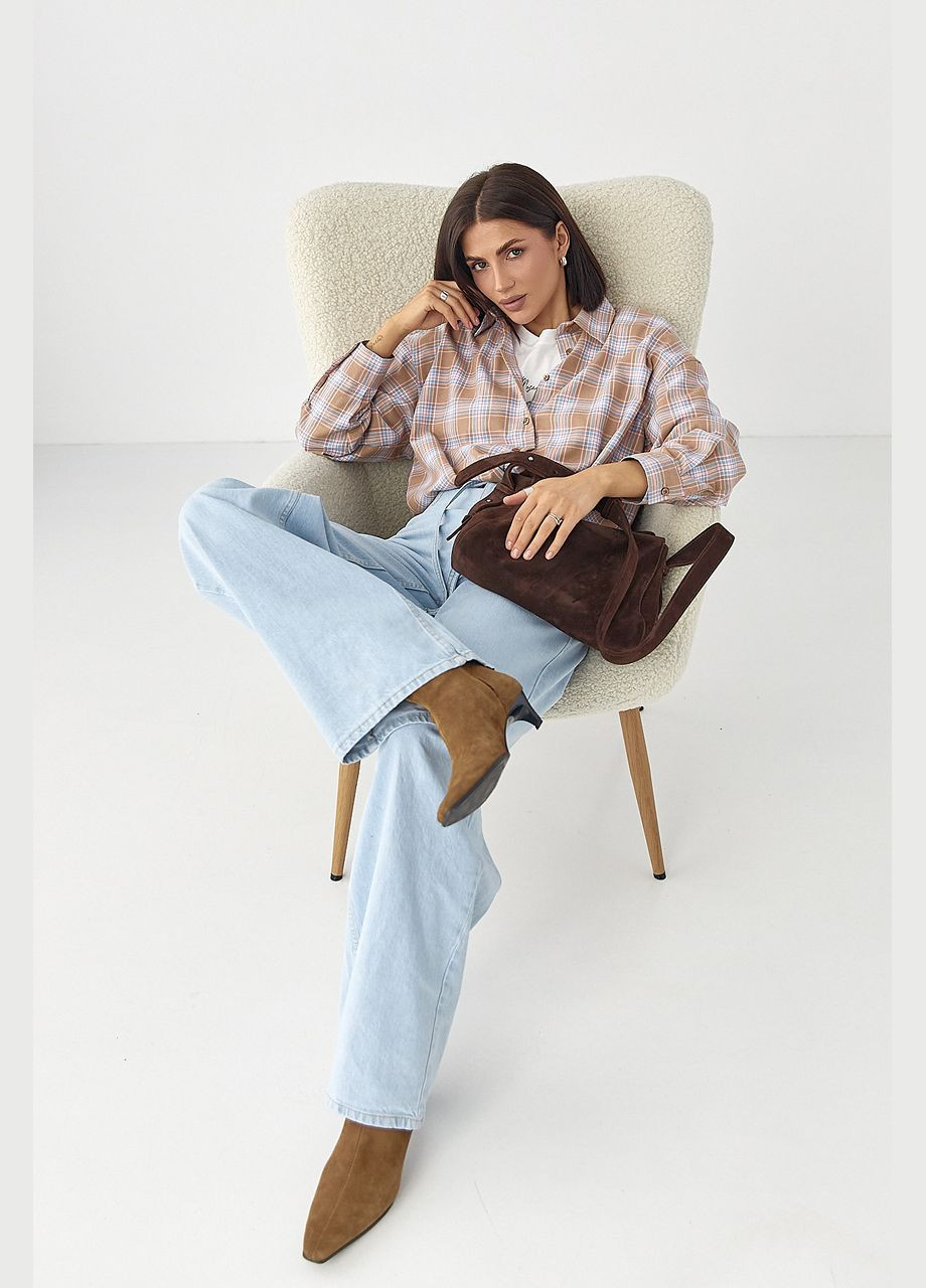 Кофейная кэжуал рубашка Lurex