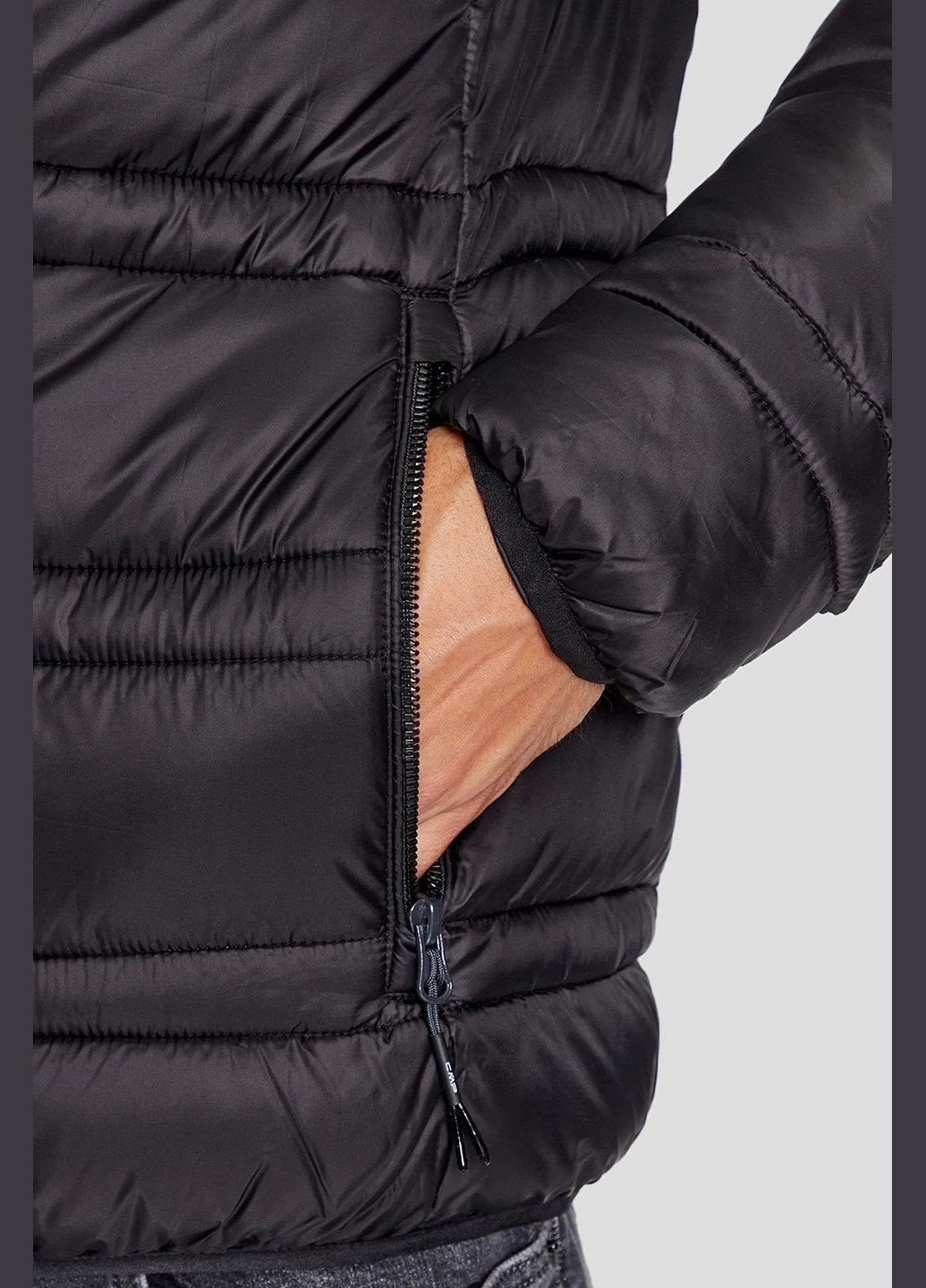 Черная зимняя черная куртка на синтепоне man jacket snaps hood CMP