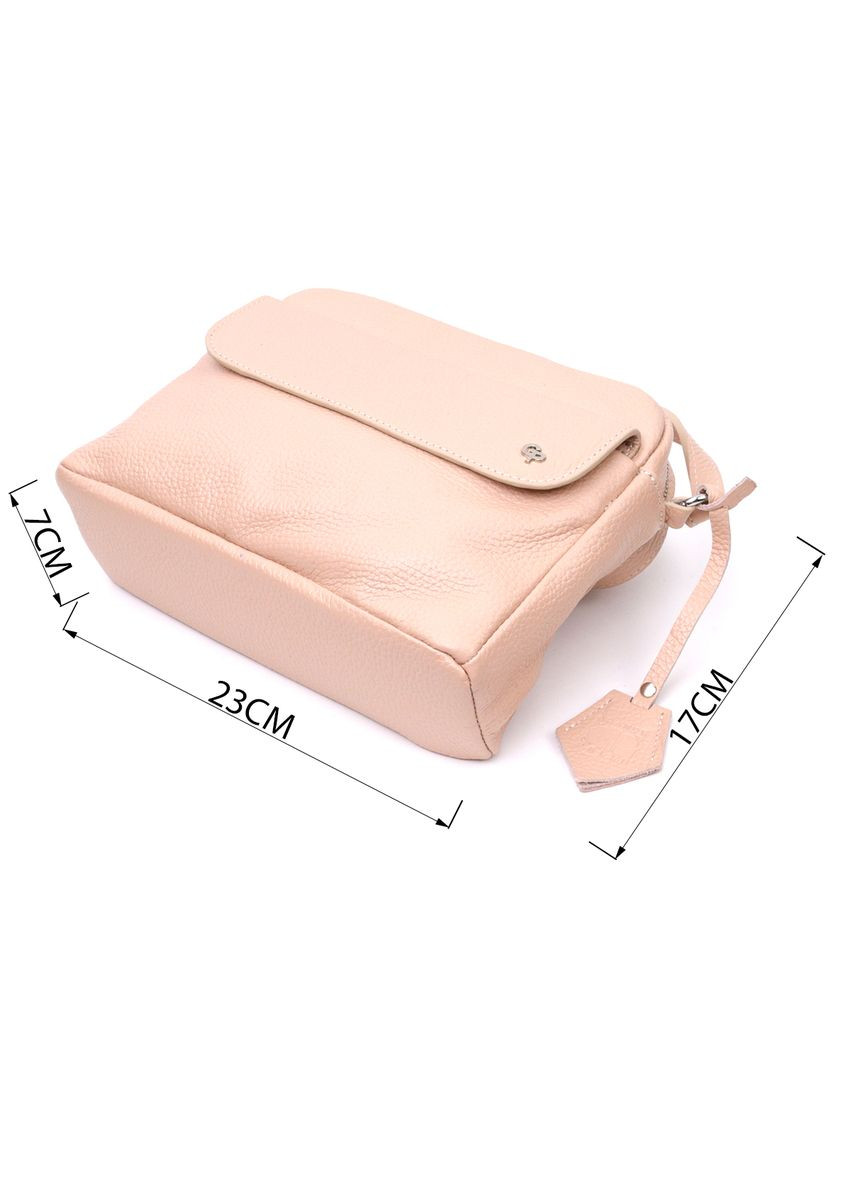 Женская сумка кросс-боди из натуральной кожи с карманами пудровая (sku_11694) No Brand (329853516)