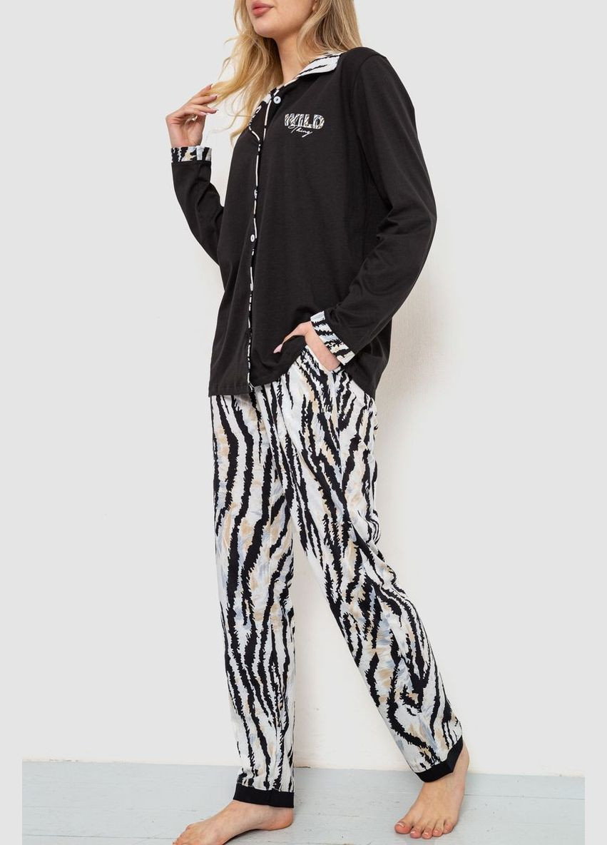 Комбінована піжама жіноча, колір чорно-бежевий, Ager