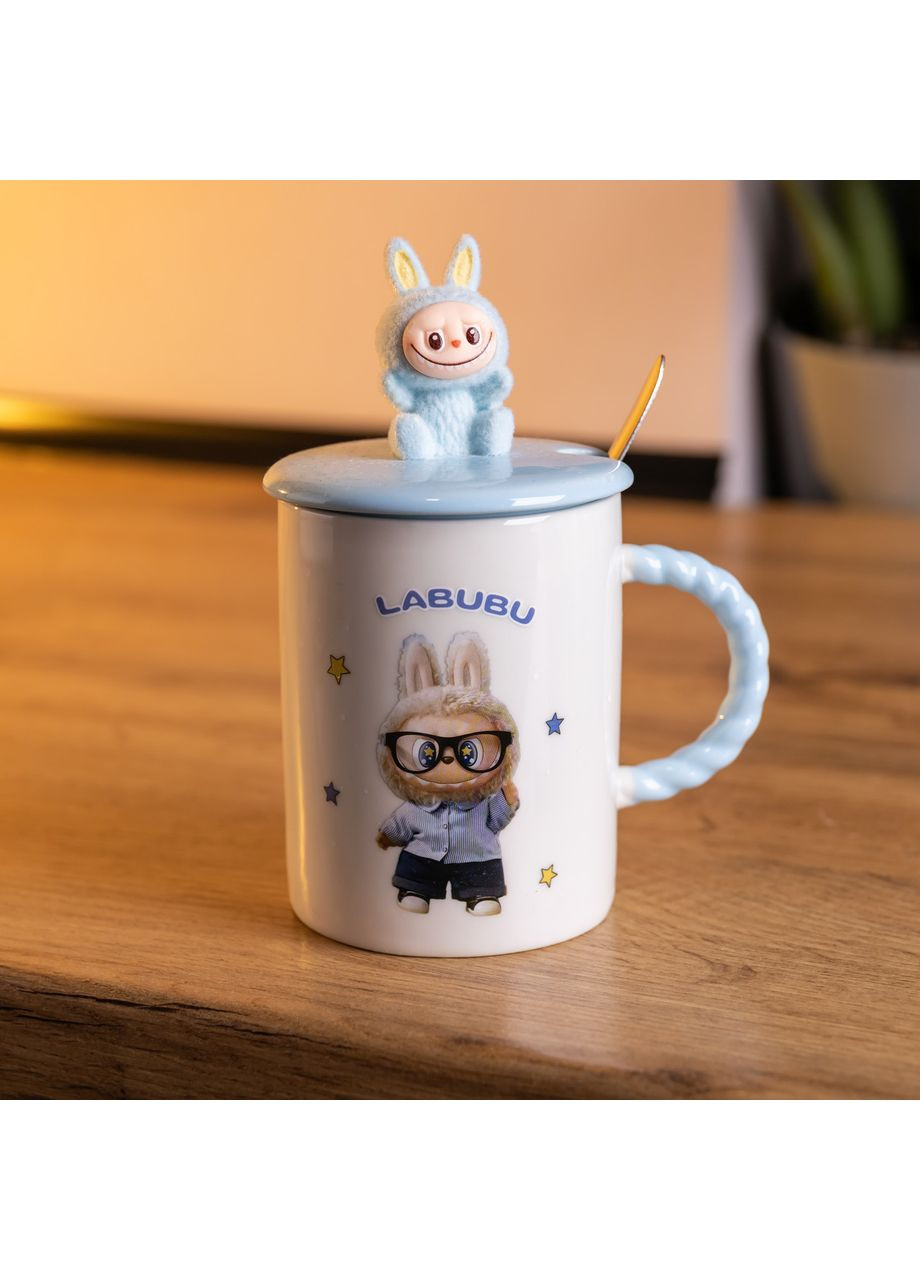 Чашка фарфоровая с крышкой и ложкой Labubu 300 (мл) подарочная кружка прикольная чашка для детей на подарок FM-35B Yiwu (370973924)