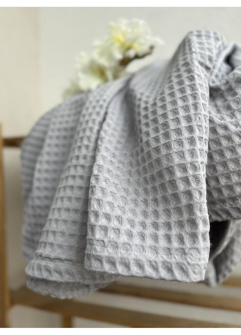 Покрывало Greece вафельное хлопковое светло серый 200х230 см ZEINTEX (315346917)