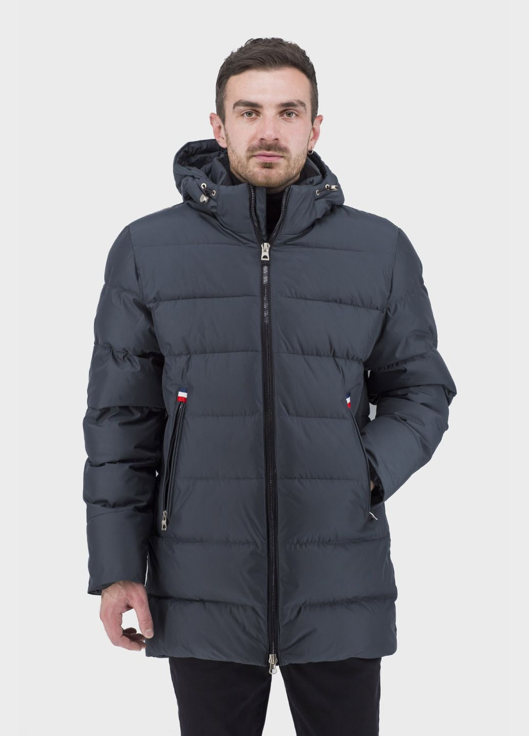 Темно-серая зимняя мужской пуховик snow image (графит, ), 40788 No Brand