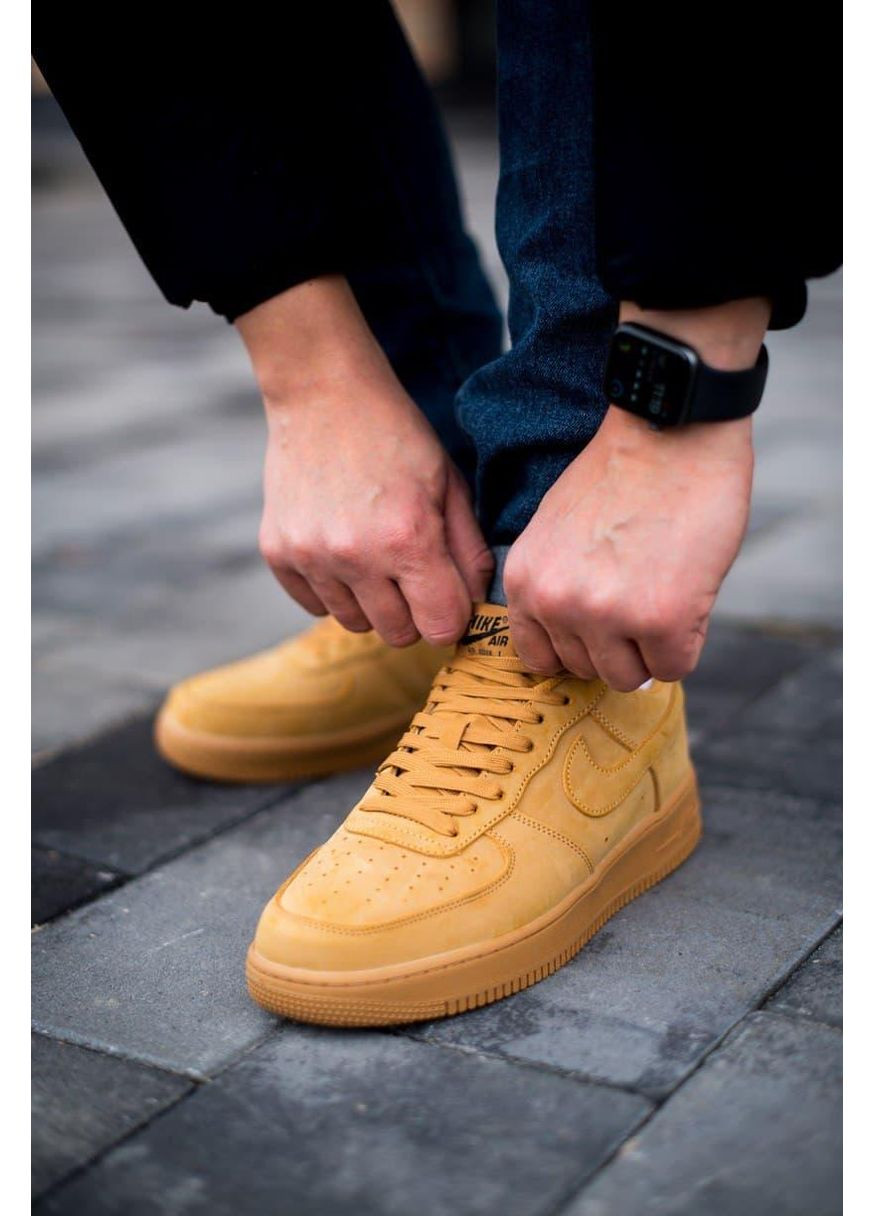 Коричневі Осінні кросівки чоловічі nike air force 1 low flex найк аір форс 1 преміум No Brand