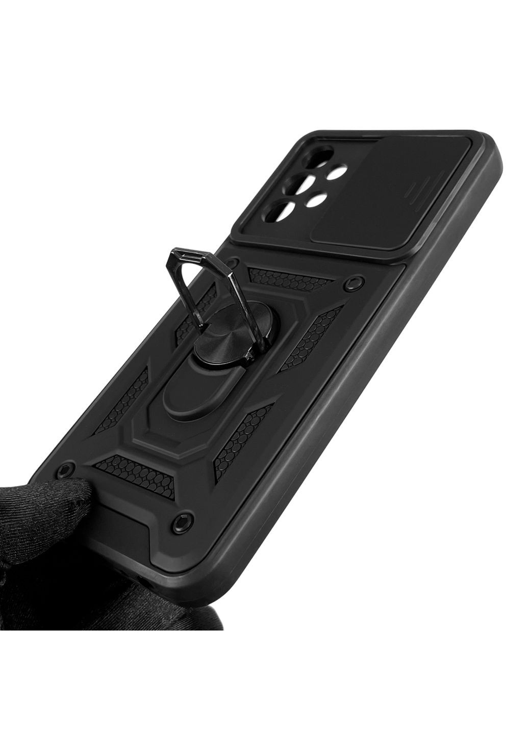 Чехол для Galaxy A13 4G (SM-A135F) бронированный с кольцом со шторкой на самсунг а13 чёрный rg1 Samsung (366018937)