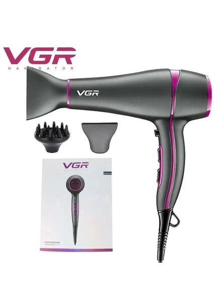 Професійний потужний фен з насадками V-402 з концентратором та дифузором для сушіння та укладання волосся VGR (364665469)